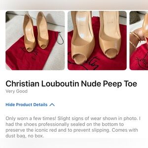 Authentic Christian Louboutin Nude Peep Toe Women's Shoes size 6